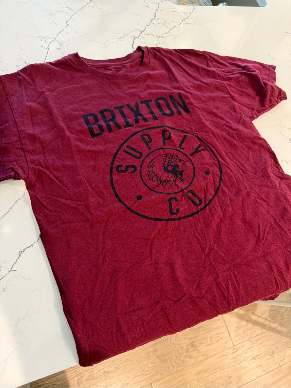 Brixton Burgundy Short Sleeve Graphic Tee with Black Logo